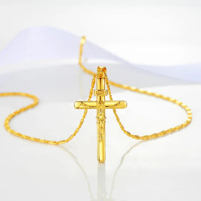 24K Gold Plated Cross Pendant Necklace for Girls & Boys | Religious Baptism & Confirmation Jewellery Gift!