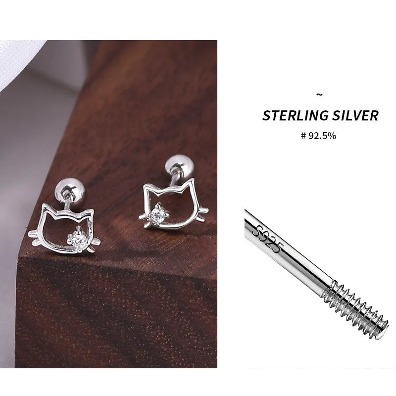 Purr-fectly Adorable: 925 Sterling Silver Cat Earrings - Ideal Jewelry Gift for Girls, Teens, and Women!