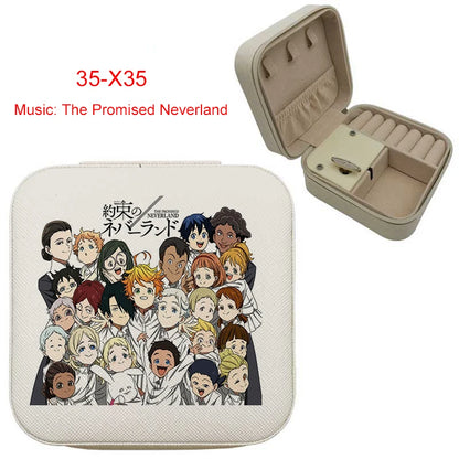 Anime Musical Jewellery Box | The Promised Neverland Music Box | White Leather Travel Jewellery Case | Cute Gift!