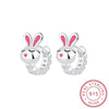Cute 925 Sterling Silver Rabbit Hoop Earrings for Everyday Wear - Charming Jewelry for Girls, Teens, and Women, Anti-Allergic Delight!