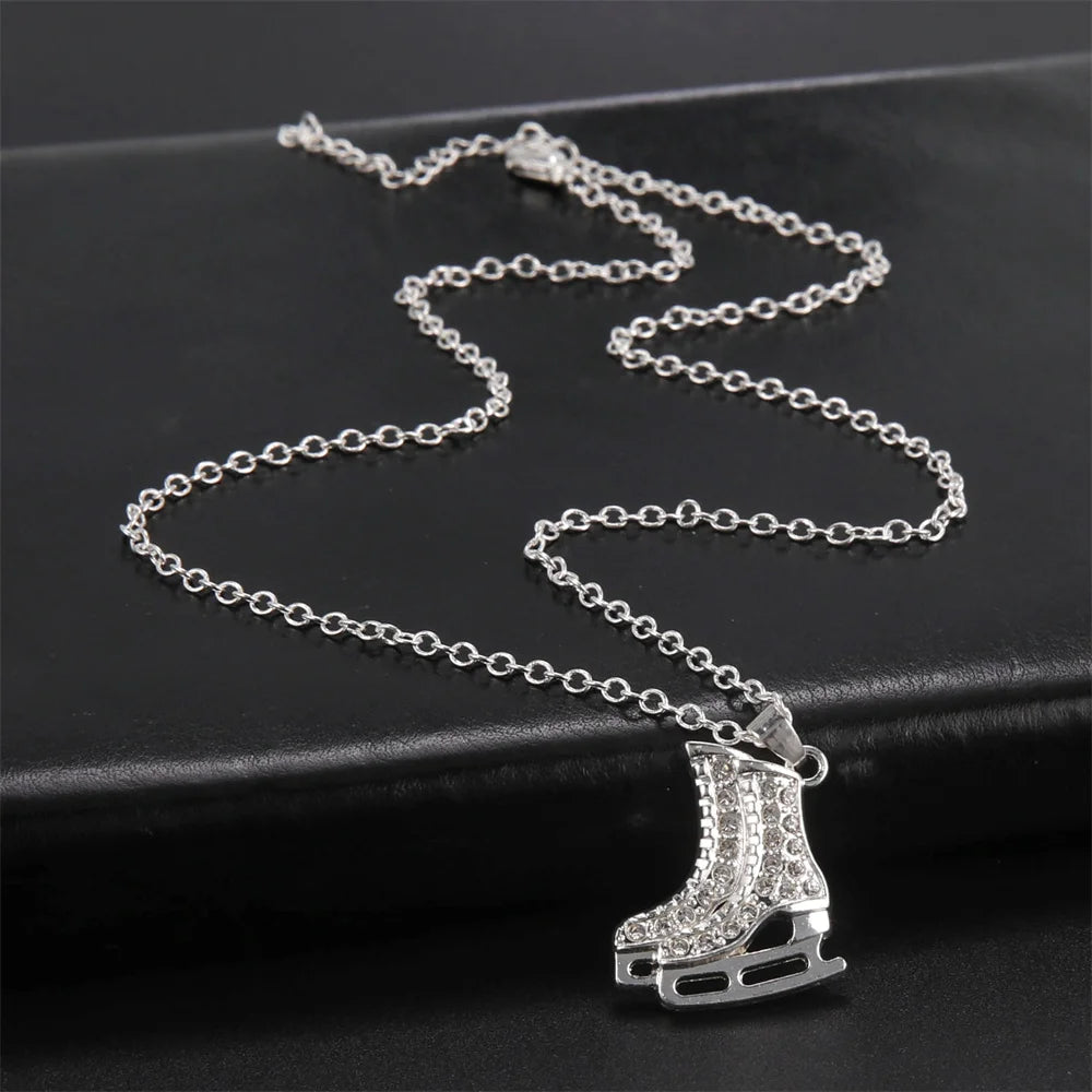 Elevate Your Style: Luxury White Zircon Skate Shoe Pendant Necklaces for Girls!