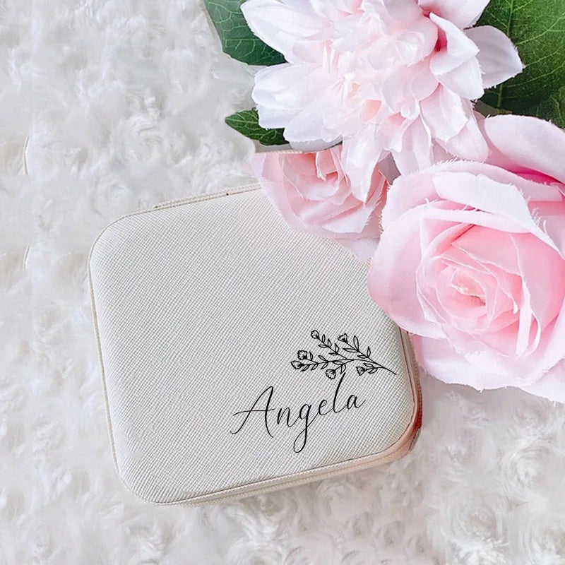 Personalised Square Jewellery Box | Travel Jewellery Case & Organiser | Custom Bridesmaid, Birthday & Mother’s Day Gift!