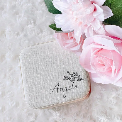 Personalised Square Jewellery Box | Travel Jewellery Case & Organiser | Custom Bridesmaid, Birthday & Mother’s Day Gift!