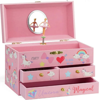 Dreamy Unicorn Castle Ballet Music Jewelry Storage Box | Hand-Cranked Gift for Girls!