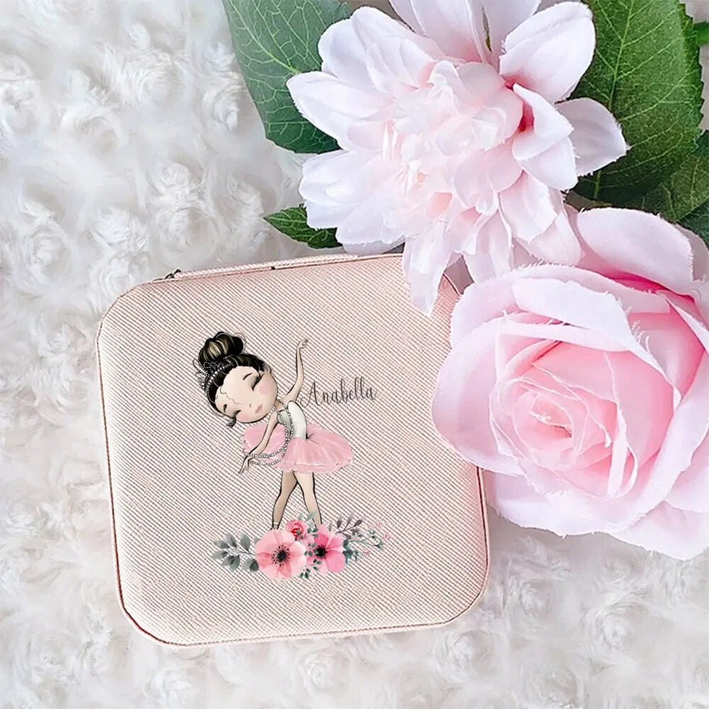 🩰 Handmade Personalized Ballerina Jewellery Travel Case. Custom Name Jewellery Organizer | Portable Storage Box | Perfect Birthday Gift for Girls