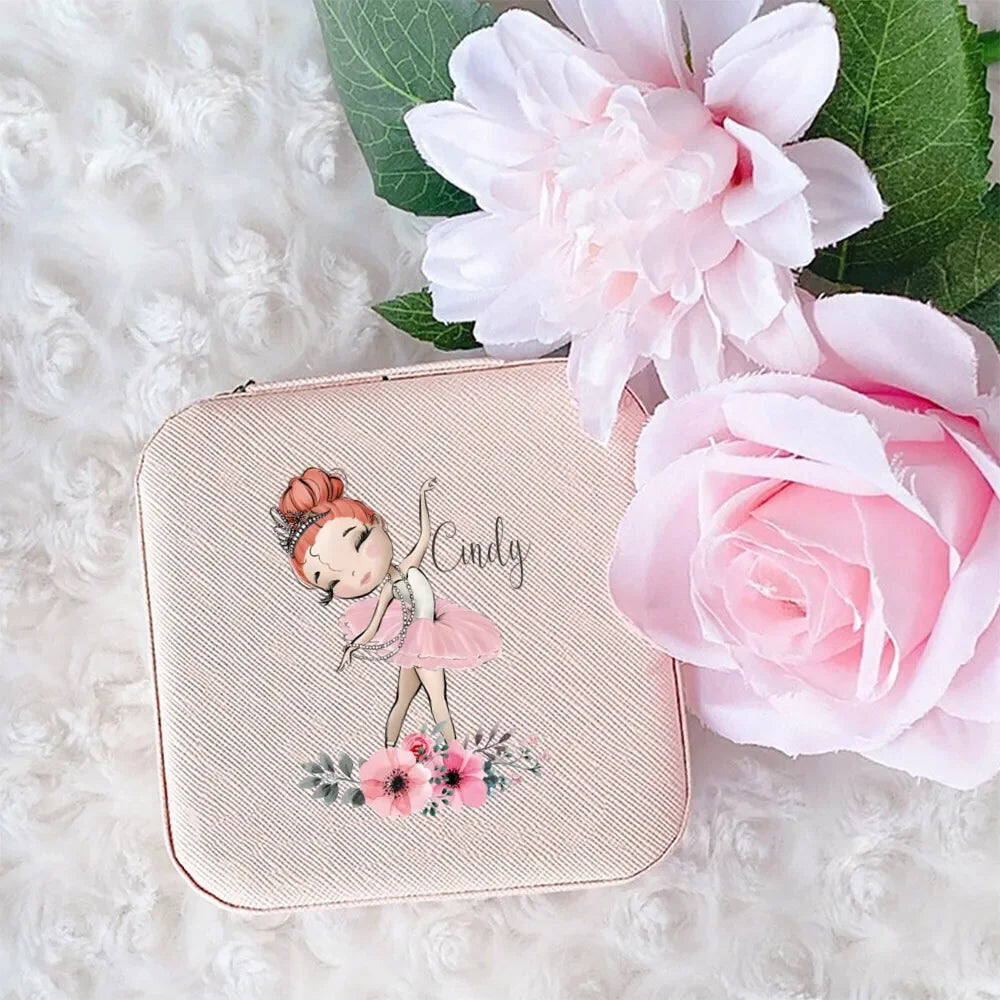🩰 Handmade Personalized Ballerina Jewellery Travel Case. Custom Name Jewellery Organizer | Portable Storage Box | Perfect Birthday Gift for Girls