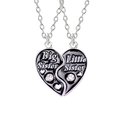 2PCS Big Sister Little Sister Heart Necklace Set for Girls | BFF Friendship Spliced Pendant Birthday Gift