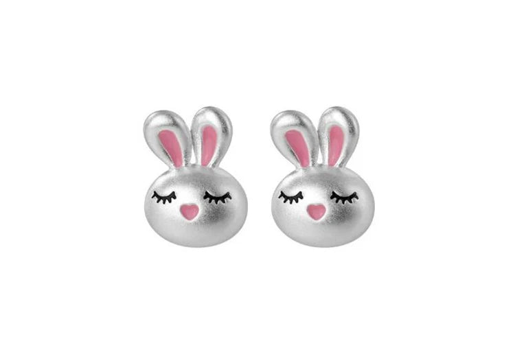 Adorable Pink Rabbit Earrings: Sweet Fashion Statement in 925 Tibetan Silver! - Kids Jewellery Shop