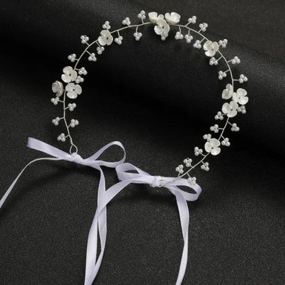 Girls Crystal Baptism Headband – Pearl Beaded Flower Confirmation Hair Band, Elegant Flower Girl Headpiece & Special Occasion Hair Jewellery