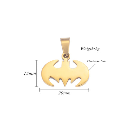 Smooth Customisable Stainless Steel Bat Pendant Necklace for Boys, Teens & Men – Super Hero Fans Jewellery Gift!