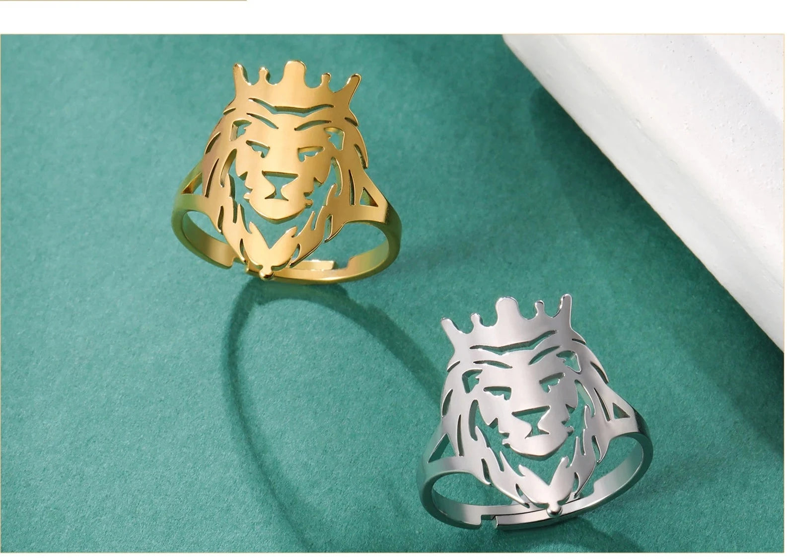 Rule with Majesty: Lion King Crown Stainless Steel Adjustable Finger Ring for Boys!