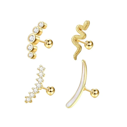 ✨ 4/6/8Pcs Screw Back Stud Earrings – Cubic Zirconia Piercing Jewelry | Hypoallergenic & Secure 💎