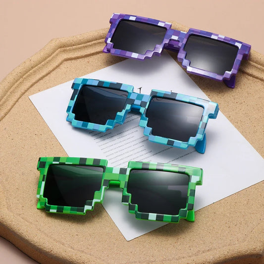 Kids Funny Pixel Sunglasses – Square Mosaic Cosplay Action Game Toy Glasses for Children!