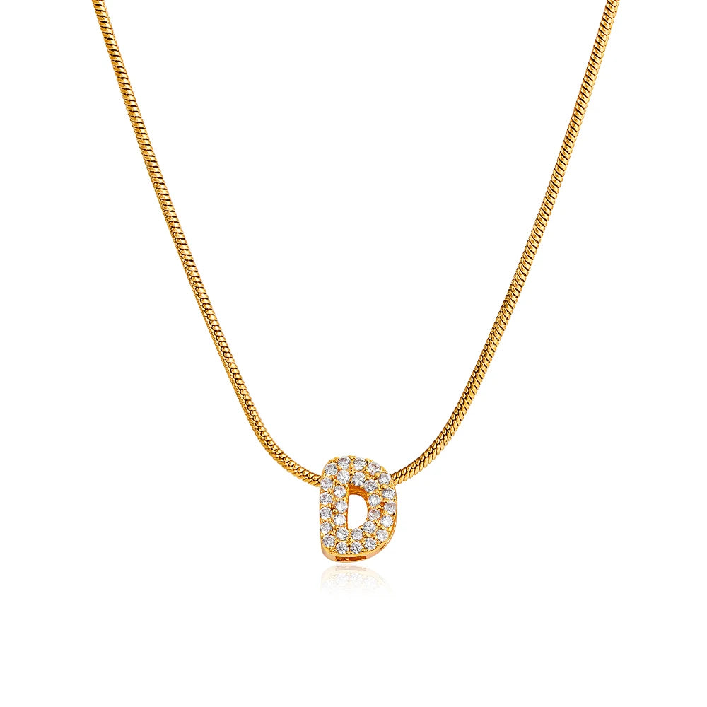 Small Initial Letter Pendant Necklace | Unisex Zircon Alphabet Necklace Jewellery!
