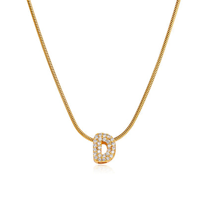 Small Initial Letter Pendant Necklace | Unisex Zircon Alphabet Necklace Jewellery!