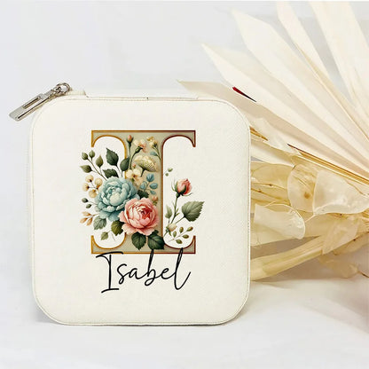 Personalised Initial Letter Jewellery Box | Portable Zipper Travel Jewellery Case | Custom Gift for Girls, Bridesmaids & Birthdays!