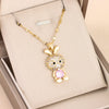 Sparkling 18k Gold Plated CZ Studded Rabbit Pendant Necklace - A Glamorous Delight for Girls, Teens, and Women!