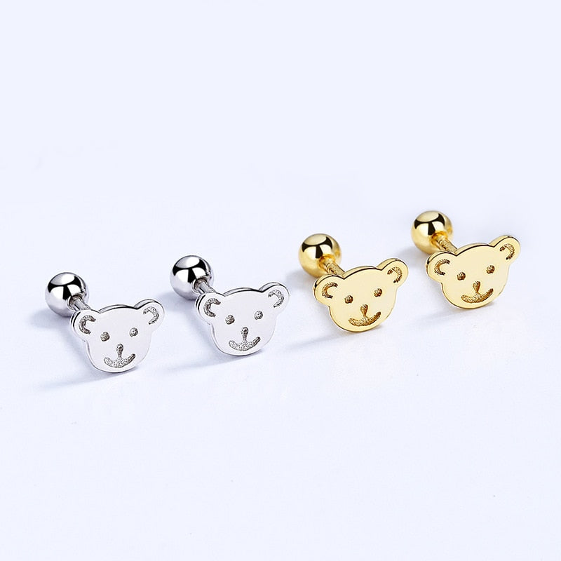 Whimsical 925 Sterling Silver Butterfly/Bear Stud Earrings: Fine Fashion for Girls!