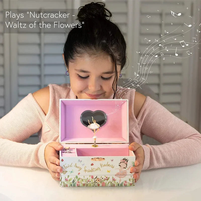 🩰 Multi-Functional Rotating Ballerina Music Jewellery Box. Jewellery Storage with Ring Rolls & Pull-Out Drawer | Perfect Birthday Gift for Girls