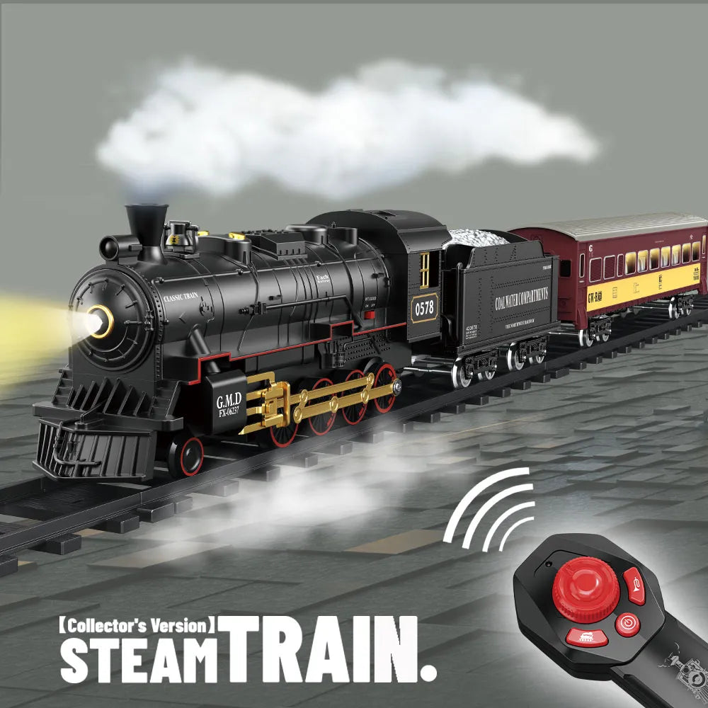 Whistle and Chug: Remote Control Retro Steam Train Toys - Authentic Railway Simulation for Unmatched Children's Play