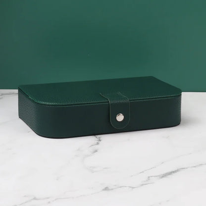 Travel in Style: Portable Button Leather Jewelry Storage Box!