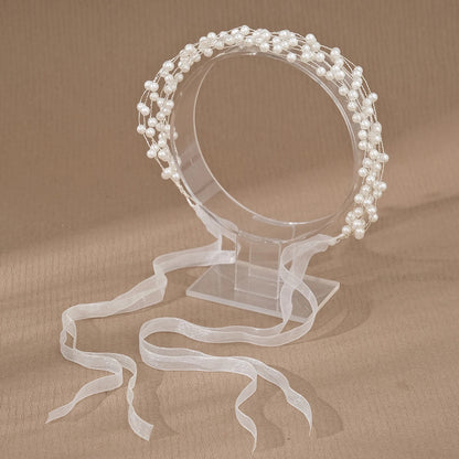 👑 Elegant Pearl & Ribbon Hairband – Imitation Pearl Braid Accessory for Baptism, Confirmation, Flower Girls | Premium Braided Headband for Girls 💒