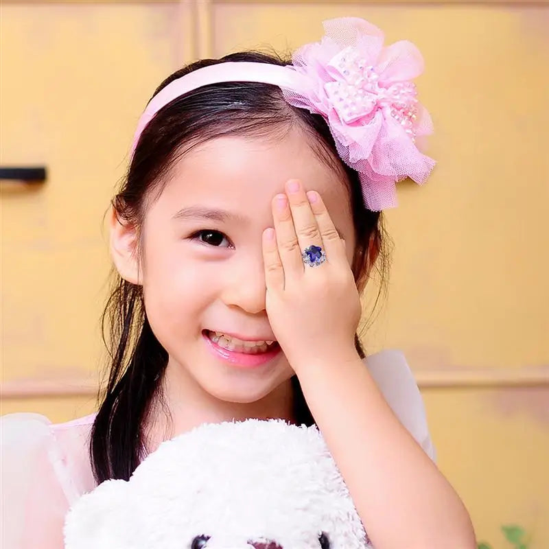 12/36 Pcs Adjustable Alloy Baby Girl Rings with Heart Shaped Box Cartoon Mix Finger Jewellery Rings Kid Girls Toys Random Color