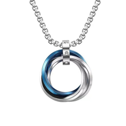 Titanium Steel Three Interlocking Rings Pendant Necklace | Hip-Hop Personality Necklace | Trendy Boys & Teens Fashion Jewellery!