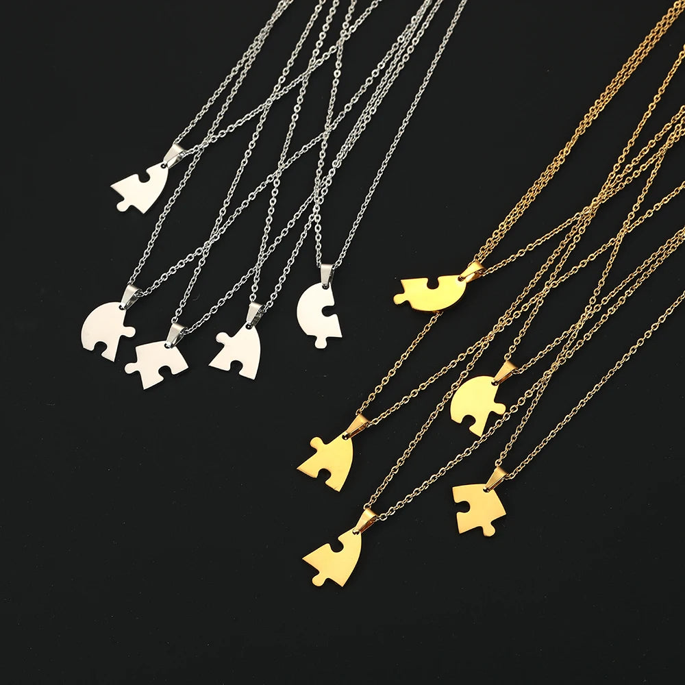 Personalized Heart Puzzle Necklace: Engraved Names Split Heart Pendant! - Kids Jewellery Shop