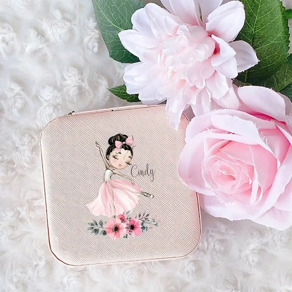 🩰 Handmade Personalized Ballerina Jewellery Travel Case. Custom Name Jewellery Organizer | Portable Storage Box | Perfect Birthday Gift for Girls