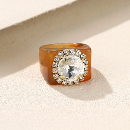 Trendy Big Rhinestone Acrylic Rings for Girls – Handmade Geometric Square Punk Finger Rings | Party Jewellery for Teens & Women!