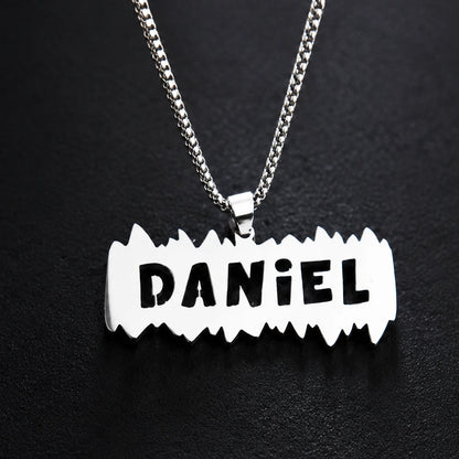 Personalised Stainless Steel Nameplate Necklace | Hip-Hop Jewellery for Boys | Birthday Gift!