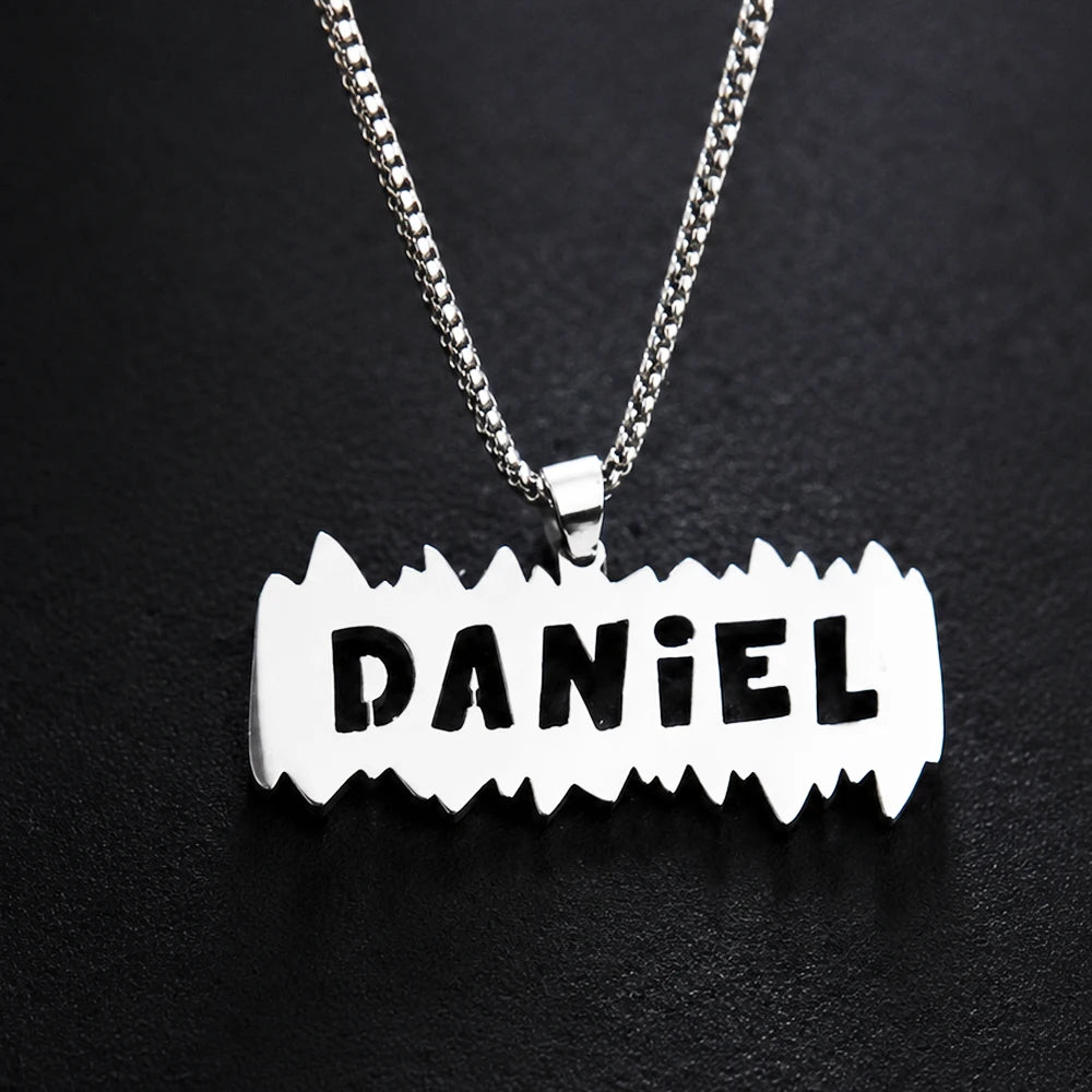 Personalised Stainless Steel Nameplate Necklace | Hip-Hop Jewellery for Boys | Birthday Gift!