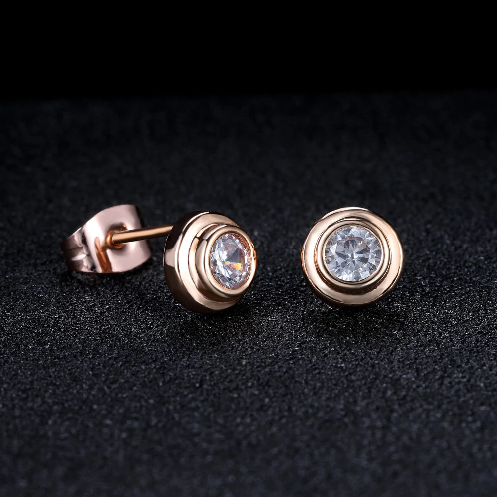 Timeless Elegance: Cubic Zirconia Stud Earrings in Rose Gold, Gold, and Silver - Fashionable Jewelry Gift for Her! - Kids Jewellery Shop