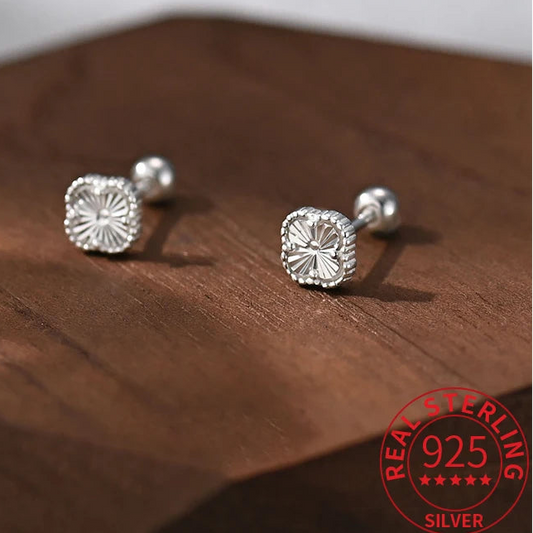925 Sterling Silver Screw-Back Mini Stud Earrings – Minimalist Cute Fine Jewellery for Kids | Luxury Hypoallergenic Accessories