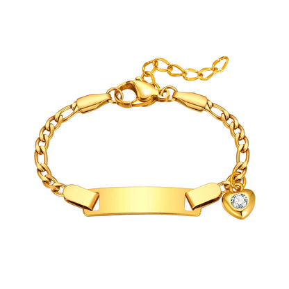 Personalised Baby Name & Birthdate Bracelet | Engravable ID Bracelet with Heart, Star & Moon Charms | New-born Baptism Gift!