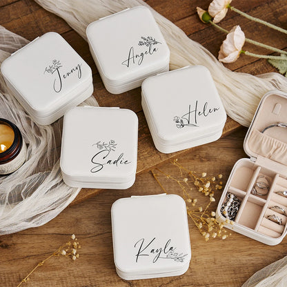 Personalised Square Jewellery Box | Travel Jewellery Case & Organiser | Custom Bridesmaid, Birthday & Mother’s Day Gift!