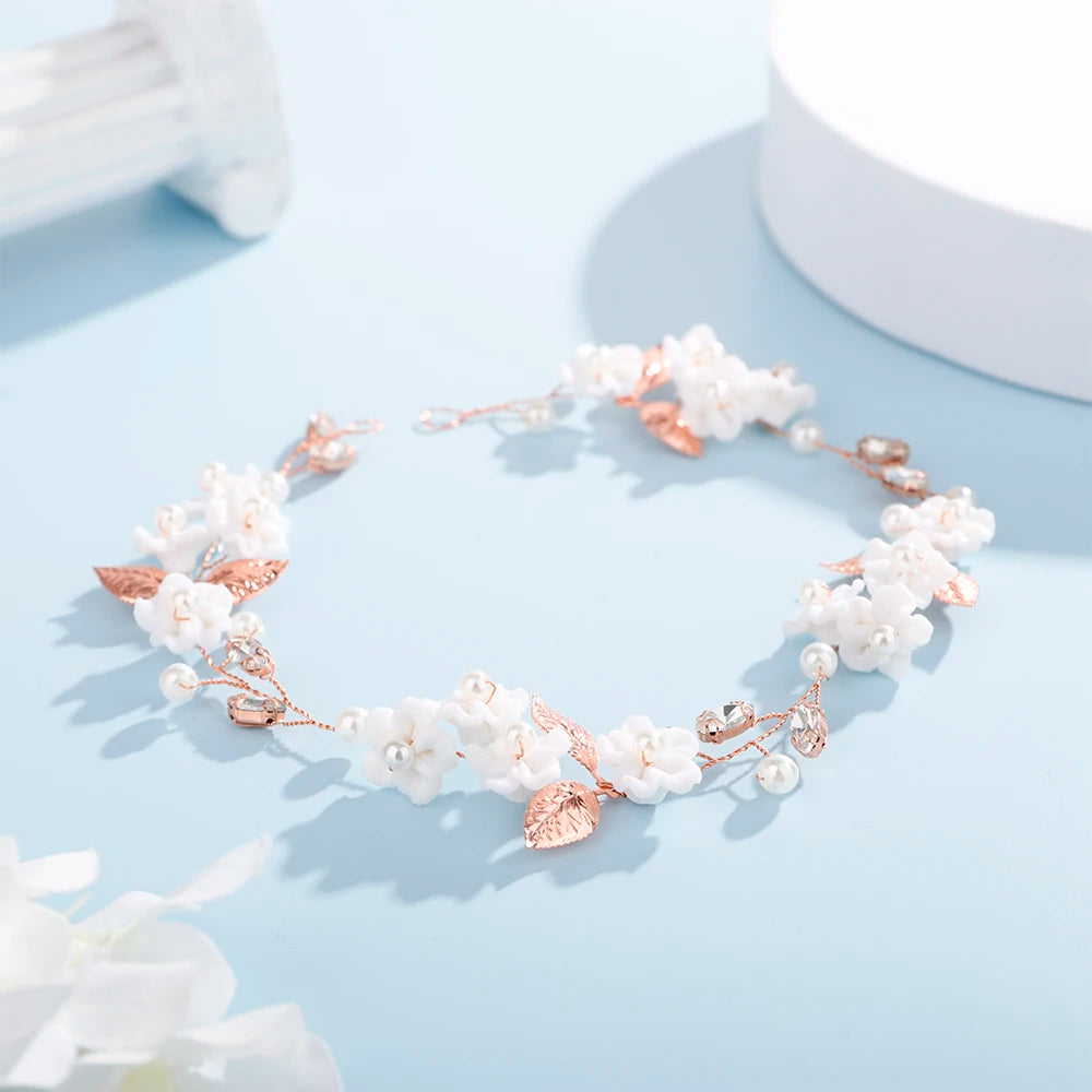Handmade Floral Rhinestone and Pearl Communion Headpiece | Flower Girl, Baptism & Bridesmaid Hair Accessory