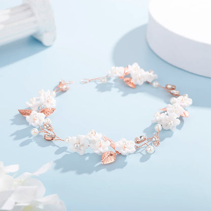 Handmade Floral Rhinestone and Pearl Communion Headpiece | Flower Girl, Baptism & Bridesmaid Hair Accessory