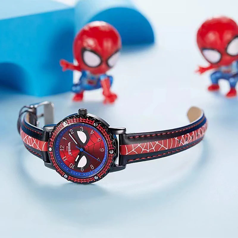 Spiderman Kids Wristwatch – Waterproof Quartz Watch with Luminous Hands & Leather Band | Unisex Gift for Ages 6–12!