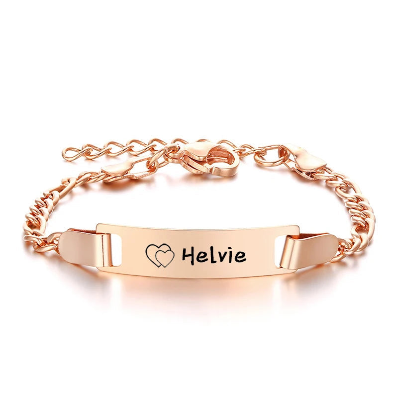 Personalized Baby ID Bracelet – Custom Engraved Name & Date | Gold Plated Stainless Steel Bracelet for Little Boys & Girls | Keepsake Gift!