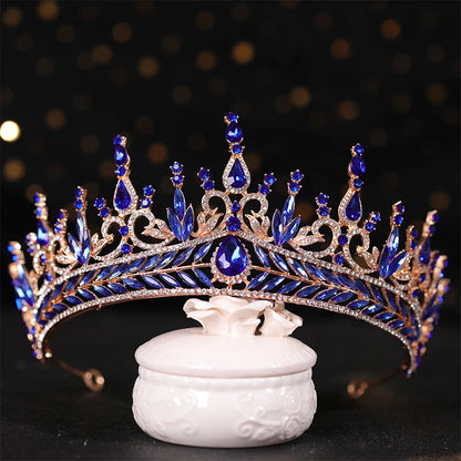 ✨ Luxury Rhinestone Crown – Tiara Headdress | Elegant Hair Ornament for Proms, Pageants & Special Occasions 💍💙