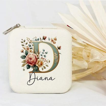 Personalised Initial Letter Jewellery Box | Portable Zipper Travel Jewellery Case | Custom Gift for Girls, Bridesmaids & Birthdays!