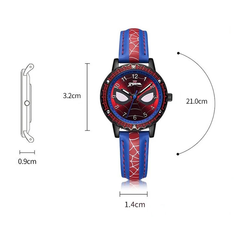 Spiderman Kids Wristwatch – Waterproof Quartz Watch with Luminous Hands & Leather Band | Unisex Gift for Ages 6–12!