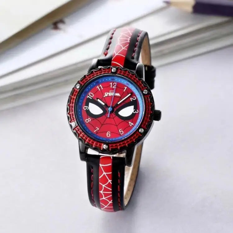 Spiderman Kids Wristwatch – Waterproof Quartz Watch with Luminous Hands & Leather Band | Unisex Gift for Ages 6–12!