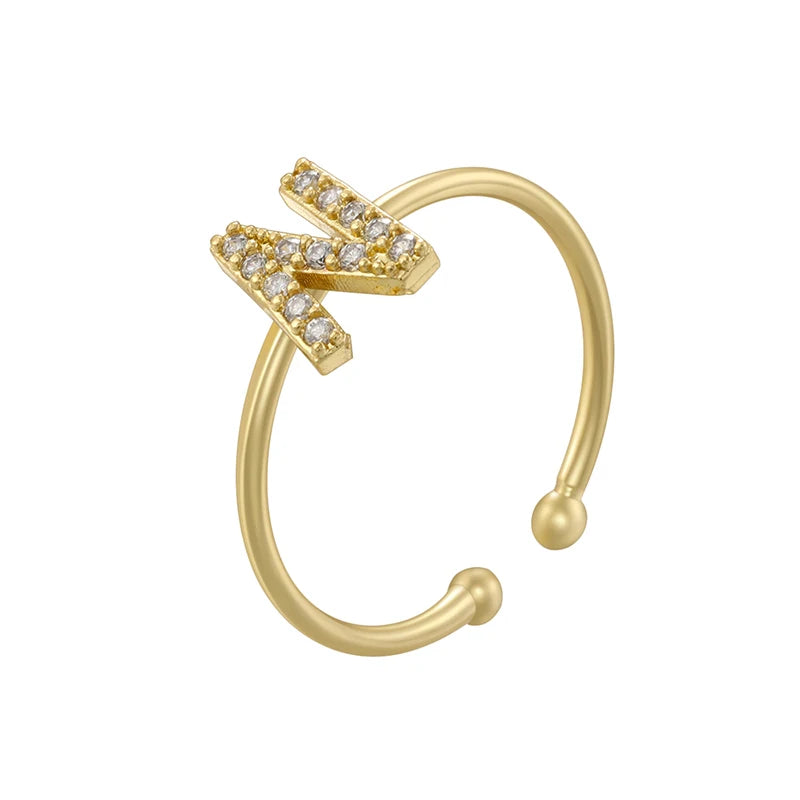 A-Z Initial Letter Zircon Ring for Boys & Girls | Adjustable Gold Alphabet Ring | Unisex Kids & Teen Jewellery Gift!