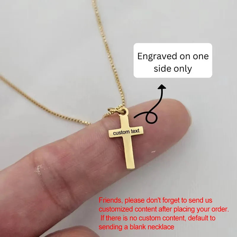 Personalised Gold Plated Cross Necklace for Kids – Custom Engraved Name Necklace for Boys & Girls | Christening, Baptism & Communion Gift.