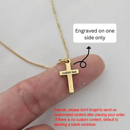 Personalised Gold Plated Cross Necklace for Kids – Custom Engraved Name Necklace for Boys & Girls | Christening, Baptism & Communion Gift.