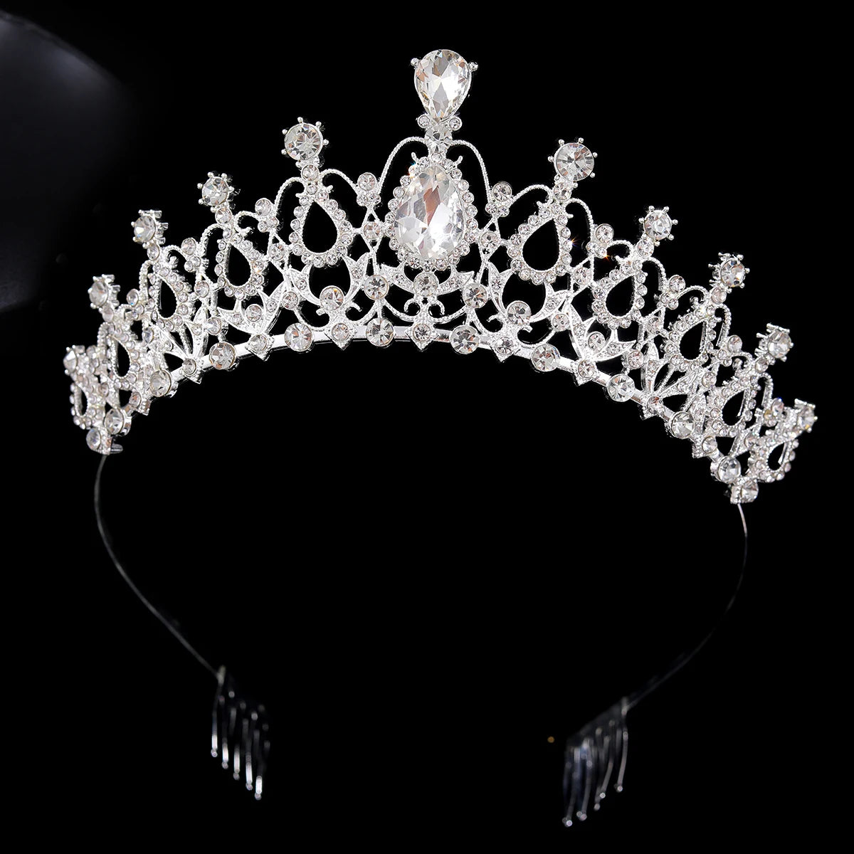 Silver Crystal Tiara with Combs for Girls & Teenagers – Sparkling Princess Crown Hair Accessory for Proms, Pageants, Birthdays & Weddings.