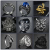 Unleash Your Inner Rebel: Cool Gothic Skull Dragon Snake Wolf King Hip-hop Unisex Open Ring Jewelry!